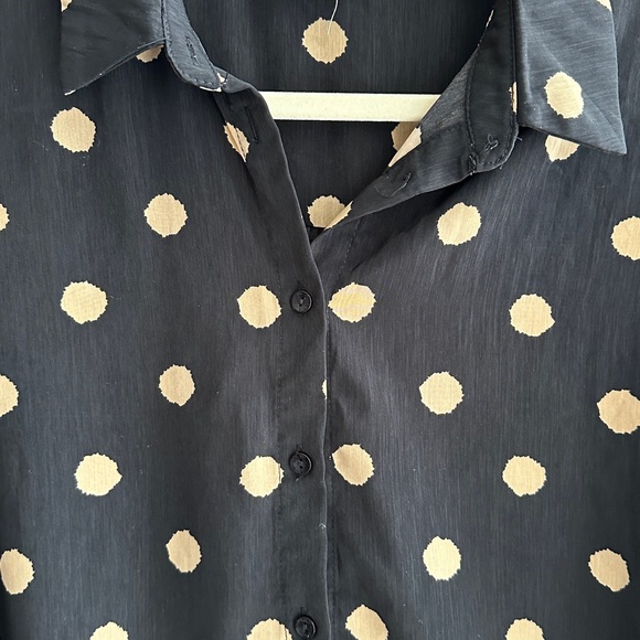 Grace & Mila Gold and Black Polka Dot Button Down Shirt, Size Small - Picture 13 of 16